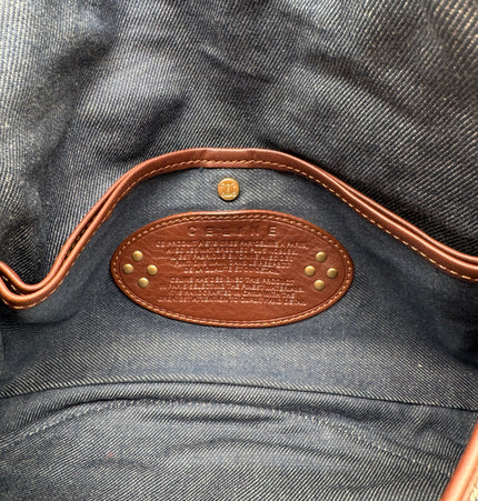 Sac bandoulière Celine Ava en denim clouté