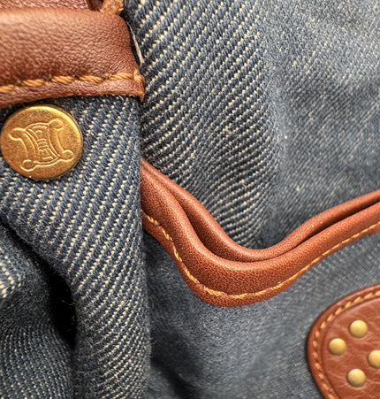 Sac bandoulière Celine Ava en denim clouté