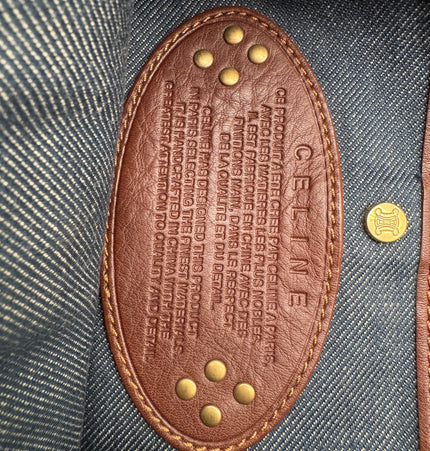 Sac bandoulière Celine Ava en denim clouté