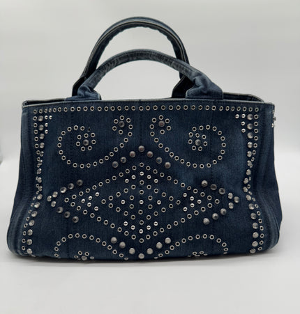 Prada denim studded Canada handbag