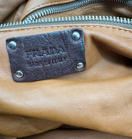 Prada wrinkled leather shoulder bag