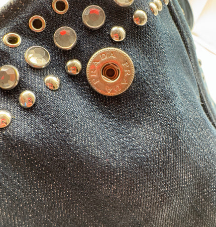 Prada denim studded Canada handbag