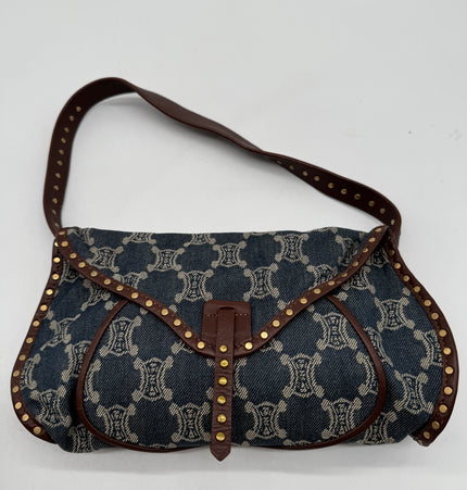 Sac bandoulière Celine Ava en denim clouté