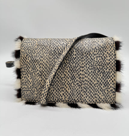 Fendi water snake skin and fur bag