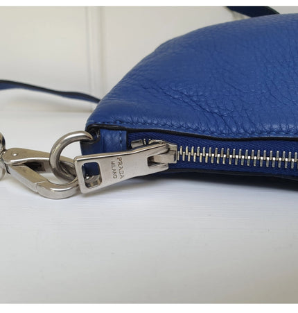 Prada blue leather crossbody bag