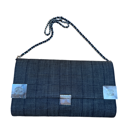 Chanel east west chocolate bar shoulder bag