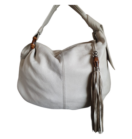 GUCCI  bamboo leather shoulder bag