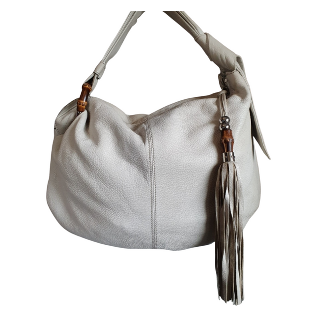 GUCCI  bamboo leather shoulder bag
