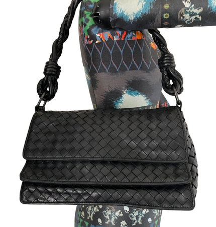 Bottega veneta woven handle leather shoulder bag