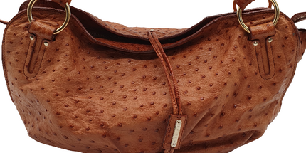 Celine ostrich leather shoulder bag