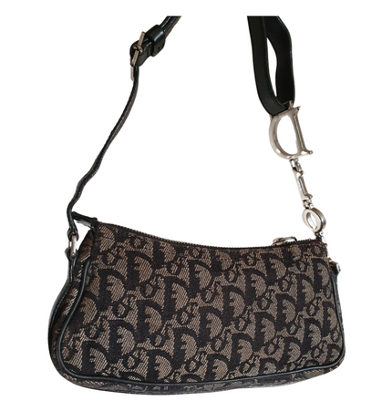 Dior mini saddle zipper denim shoulder bag