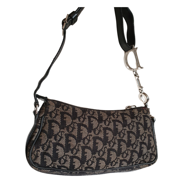 Dior mini saddle zipper denim shoulder bag