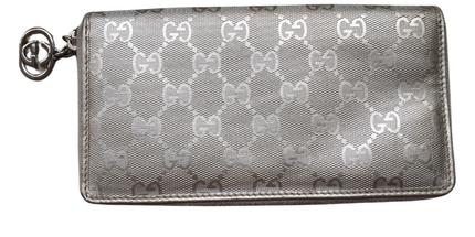 Gucci silver coated canvas wallet