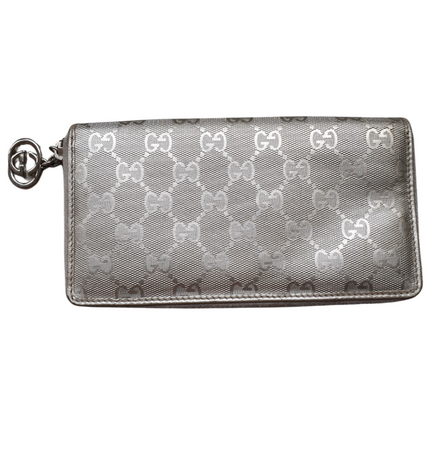 Gucci silver coated canvas wallet