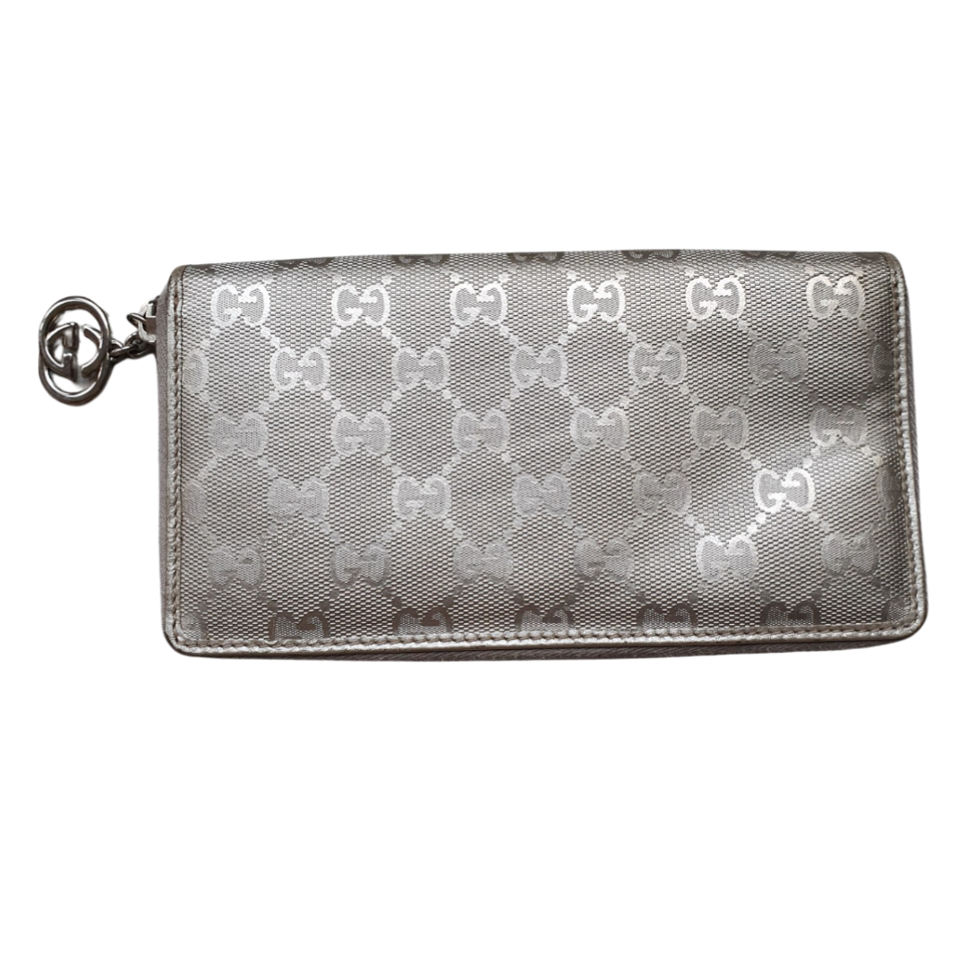Gucci silver coated canvas wallet