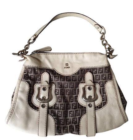 Sac bandoulière Fendi en tissu et cuir