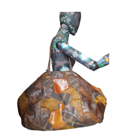 Fendi exotic leather patches shoulder bag