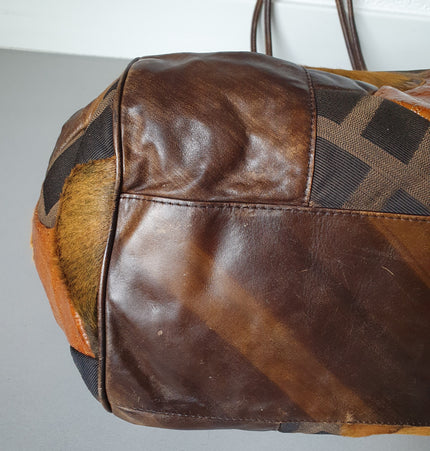 Fendi exotic leather patches shoulder bag