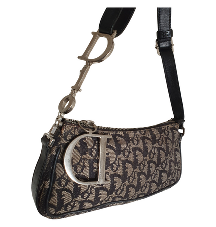 Dior mini saddle zipper denim shoulder bag