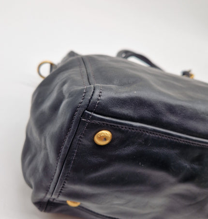 Prada double zipper leather bag