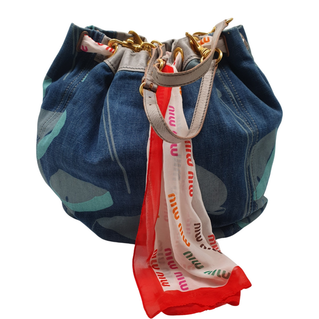 Miu Miu rare denim shoulder shopper bag,