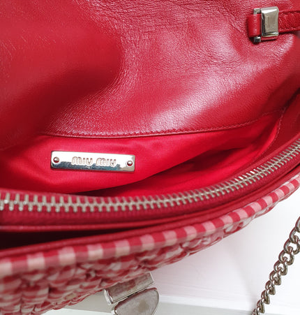 Miu miu crystal striped crossbody bag