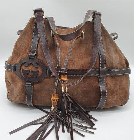 Gucci suede shoulder bag