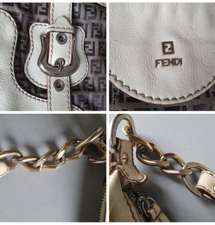 Sac bandoulière Fendi en tissu et cuir