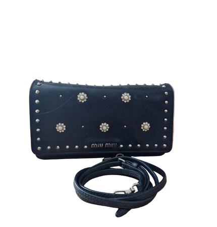 Miu miu studded pearls crossbody bag