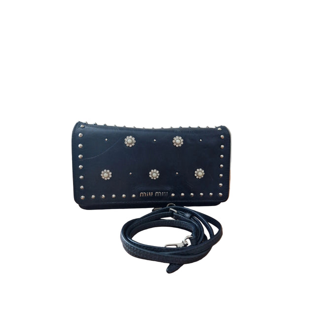 Miu miu studded pearls crossbody bag