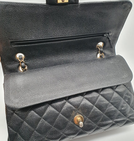 Chanel timeless classique double flap cavier leather bag