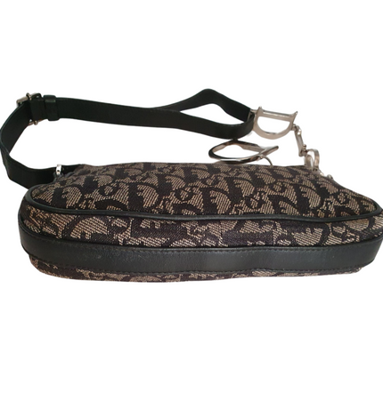 Dior mini saddle zipper denim shoulder bag