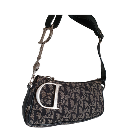 Dior mini saddle zipper denim shoulder bag