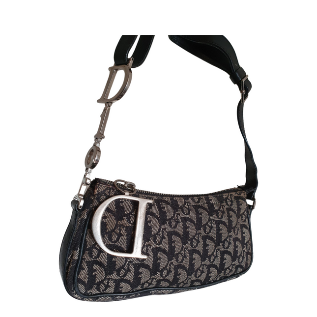 Dior mini saddle zipper denim shoulder bag