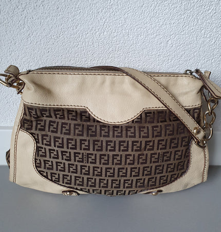 Sac bandoulière Fendi en tissu et cuir