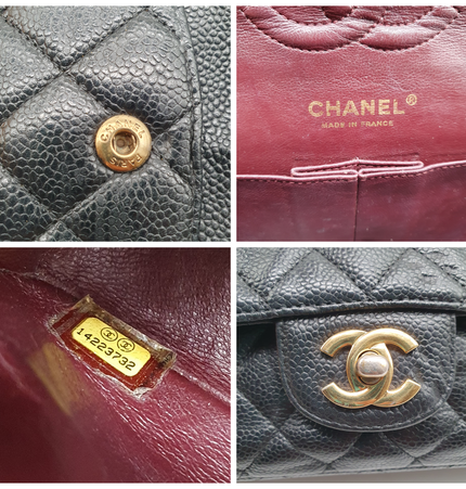 Chanel timeless classique double flap cavier leather bag