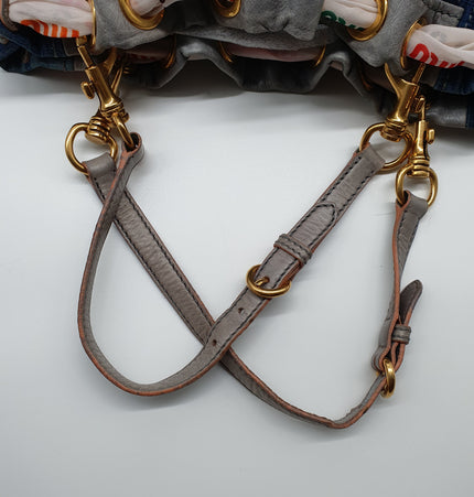 Sac cabas bandoulière en denim rare Miu Miu,