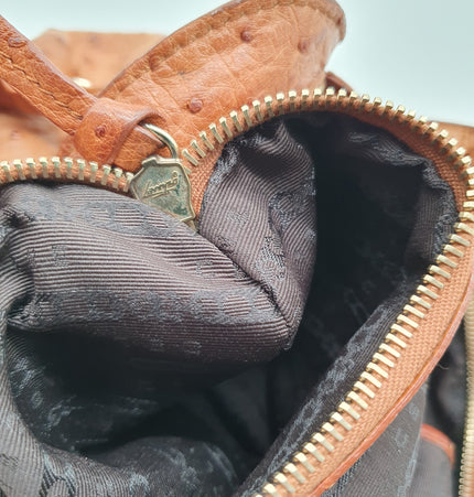 Celine ostrich leather shoulder bag