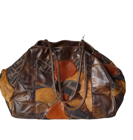 Fendi exotic leather patches shoulder bag