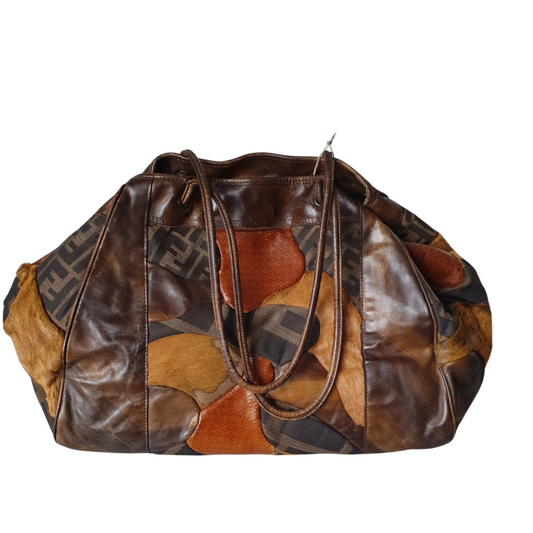 Fendi exotic leather patches shoulder bag