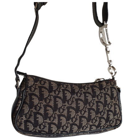 Dior mini saddle zipper denim shoulder bag