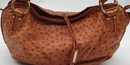 Celine ostrich leather shoulder bag
