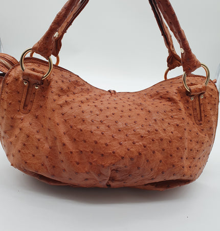 Celine ostrich leather shoulder bag