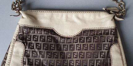Fendi cloth and leather shoulder bag