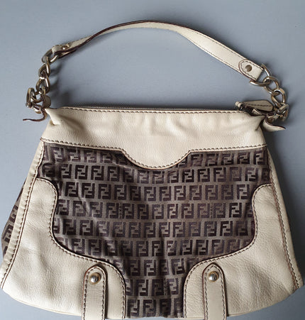 Sac bandoulière Fendi en tissu et cuir