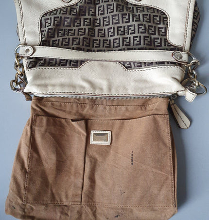 Sac bandoulière Fendi en tissu et cuir