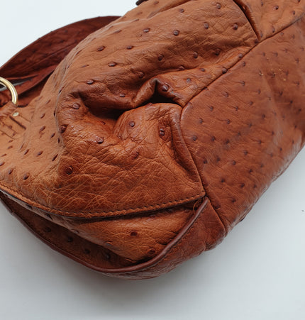 Celine ostrich leather shoulder bag