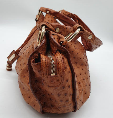 Celine ostrich leather shoulder bag