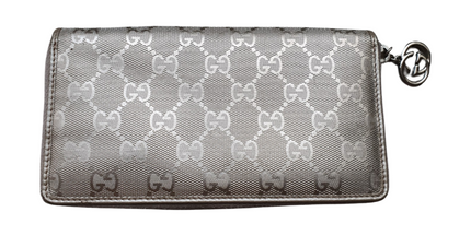 Gucci silver coated canvas wallet