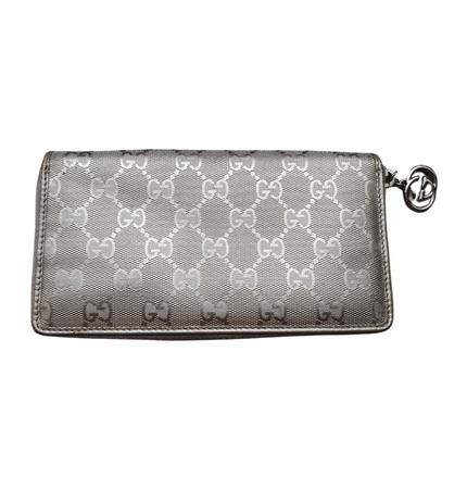 Gucci silver coated canvas wallet